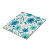 Elegante Bloeiende Bloemen Blauwe Botanische Water Tegeltje (Zijkant)