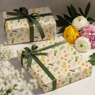 Elegante Bloeiende Bloemen Botanische Tuin Girly Cadeaupapier
