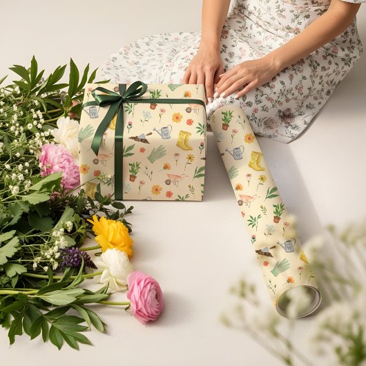 Elegante Bloeiende Bloemen Botanische Tuin Girly Cadeaupapier