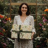 Elegante Bloeiende Bloemen Botanische Tuin Girly Cadeaupapier