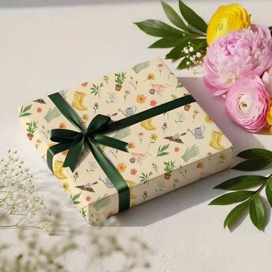 Elegante Bloeiende Bloemen Botanische Tuin Girly Cadeaupapier