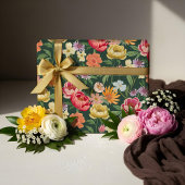 Elegante Bloeiende Bloemen Botanische Tuin Girly Cadeaupapier