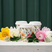 Elegante Bloeiende Bloemen Botanische Tuin Girly Papieren Bekers