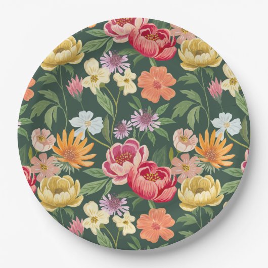 Elegante Bloeiende Bloemen Botanische Tuin Girly Papieren Bordje (Voorkant)