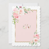 Elegante Bloeiende Bloemen Gouden Frame Bruiloft T Kaart (Achterkant)