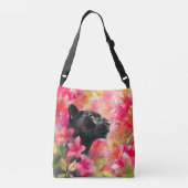 Elegante Bloeiende Bloemen Wild Black Panther Crossbody Tas (Achterkant)