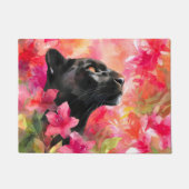Elegante Bloeiende Bloemen Wild Black Panther Deurmat (Voorkant)