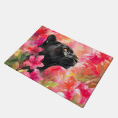 Elegante Bloeiende Bloemen Wild Black Panther Deurmat (Schuin)