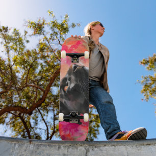 Elegante Bloeiende Bloemen Wild Black Panther Persoonlijk Skateboard