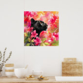 Elegante Bloeiende Bloemen Wild Black Panther Poster (Keuken)