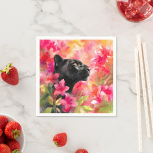 Elegante Bloeiende Bloemen Wild Black Panther Servet