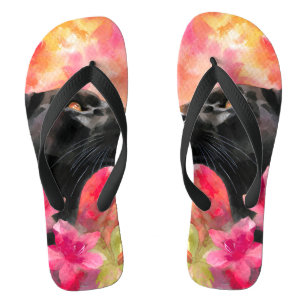 Elegante Bloeiende Bloemen Wild Black Panther Teenslippers