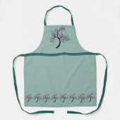 Elegante Bloeiende Boom Groen + Pruim Schort (Voorkant)