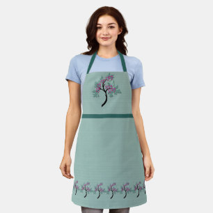 Elegante Bloeiende Boom Groen + Pruim  Schort