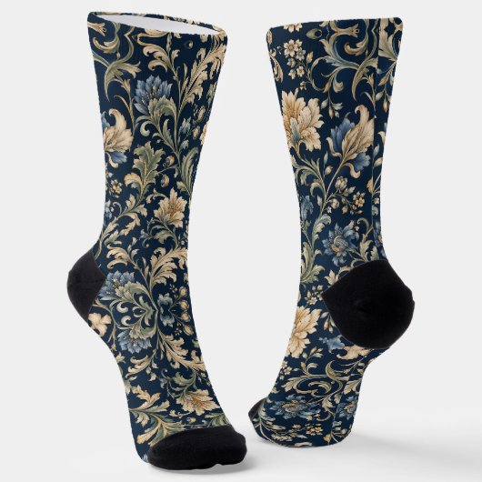 Elegante Bloeiende Botanische Versiering Sokken (Gebogen)