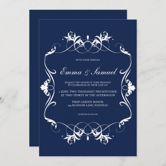 Elegante bloeiende bruiloft uitnodiging (Voorkant / Achterkant)