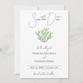 Elegante bloeiende cholla cactus bewaar de datum K Save The Date (Voorkant)