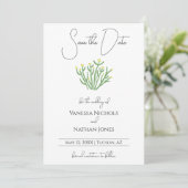 Elegante bloeiende cholla cactus bewaar de datum K Save The Date (Staand voorkant)