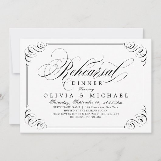 Elegante bloeiende kalligrafie repetitie diner kaart (Voorkant)