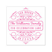 Elegante bloeiende scriptnaam rond retouradres  zelfinktende stempel (Design)