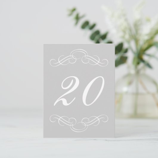 Elegante bloeiende tafelnummers (zilver / wit) (Staand voorkant)