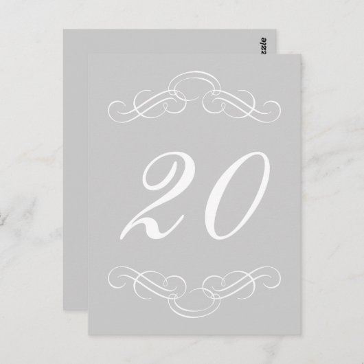 Elegante bloeiende tafelnummers (zilver / wit) (Voorkant / Achterkant)