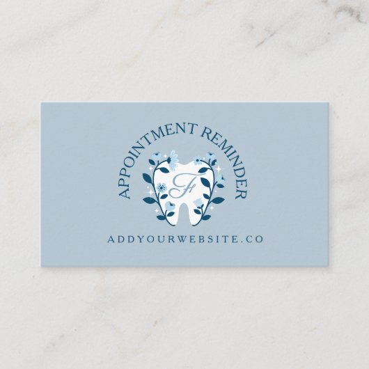 Elegante Bloeiende Tand Logo Monogram Afsprakenkaartje (Voorkant)