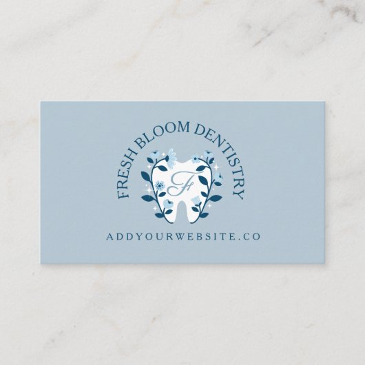 Elegante Bloeiende Tand Logo Monogram Visitekaartje (Voorkant)