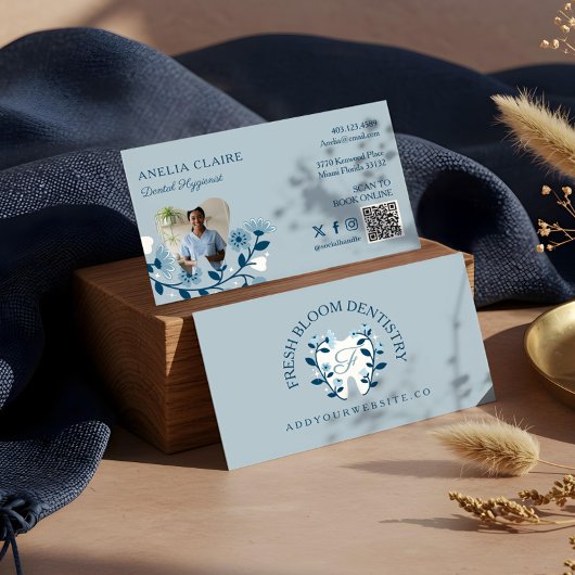 Elegante Bloeiende Tand Logo Monogram Visitekaartje