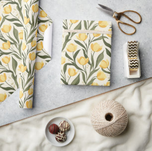 Elegante bloeiende tulp print inpakpapier