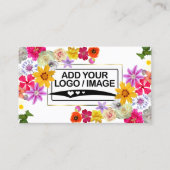 Elegante Bloeiende Wildflowers Goud Lila Logo Foto Visitekaartje (Voorkant)