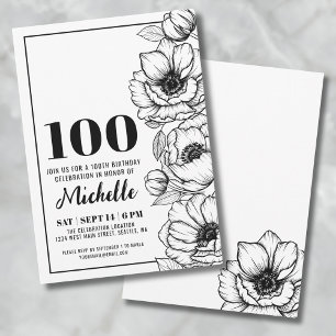 Elegante bloem 100e verjaardag kaart