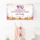 Elegante Bloem 100ste Verjaardagsfeest / 100 Jaar Spandoek (Insitu)