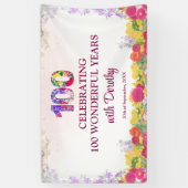 Elegante Bloem 100ste Verjaardagsfeest / 100 Jaar Spandoek (Verticaal)