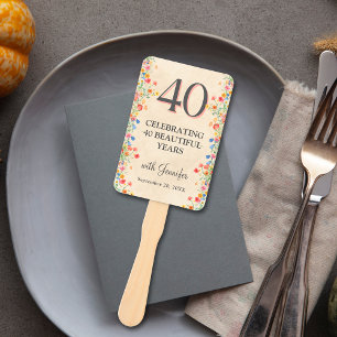 Elegante Bloem 40 Jaar Party Bloemen 40ste Verjaar Handwaaier