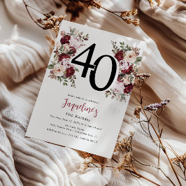 Elegante bloem 40e verjaardag kaart