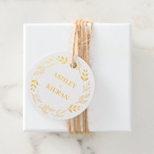 Elegante bloem 4 bedankjes labels (Met doos)