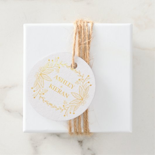 Elegante bloem 5 bedankjes labels (Met doos)