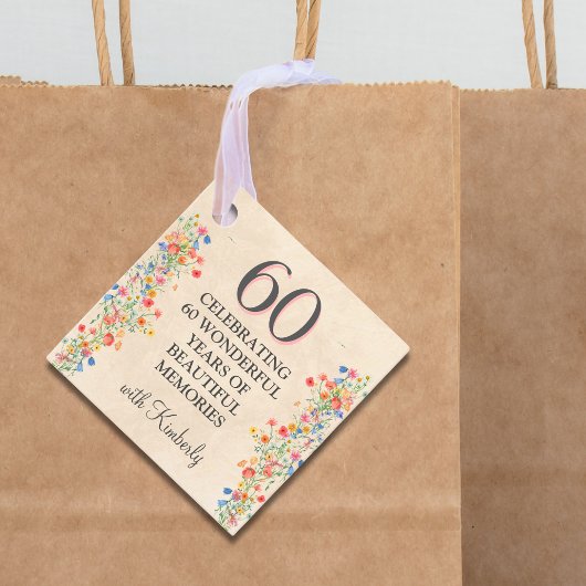 Elegante Bloem 60 Jaar Party Bloemen 60ste Verjaar Bedankjes Labels