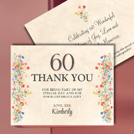 Elegante Bloem 60 Jaar Party Bloemen 60ste Verjaar Bedankkaart