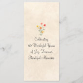 Elegante Bloem 60 Jaar Party Bloemen 60ste Verjaar Menu (Achterkant)