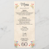 Elegante Bloem 60 Jaar Party Bloemen 60ste Verjaar Menu (Voorkant)