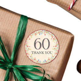 Elegante Bloem 60 Jaar Party Bloemen 60ste Verjaar Ronde Sticker