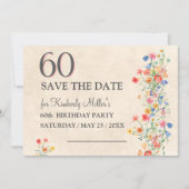 Elegante Bloem 60 Jaar Party Bloemen 60ste Verjaar Save The Date (Voorkant)