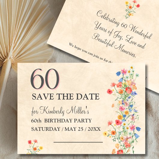 Elegante Bloem 60 Jaar Party Bloemen 60ste Verjaar Save The Date