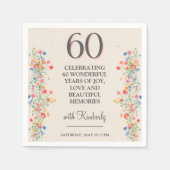 Elegante Bloem 60 Jaar Party Bloemen 60ste Verjaar Servet (Voorkant)