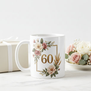 Elegante Bloem 60e Verjaardag Aangepaste Naam & Da Koffiemok