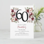 Elegante bloem 60e verjaardag kaart (Staand voorkant)