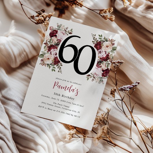 Elegante bloem 60e verjaardag kaart