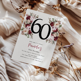 Elegante bloem 60ste verjaardag kaart